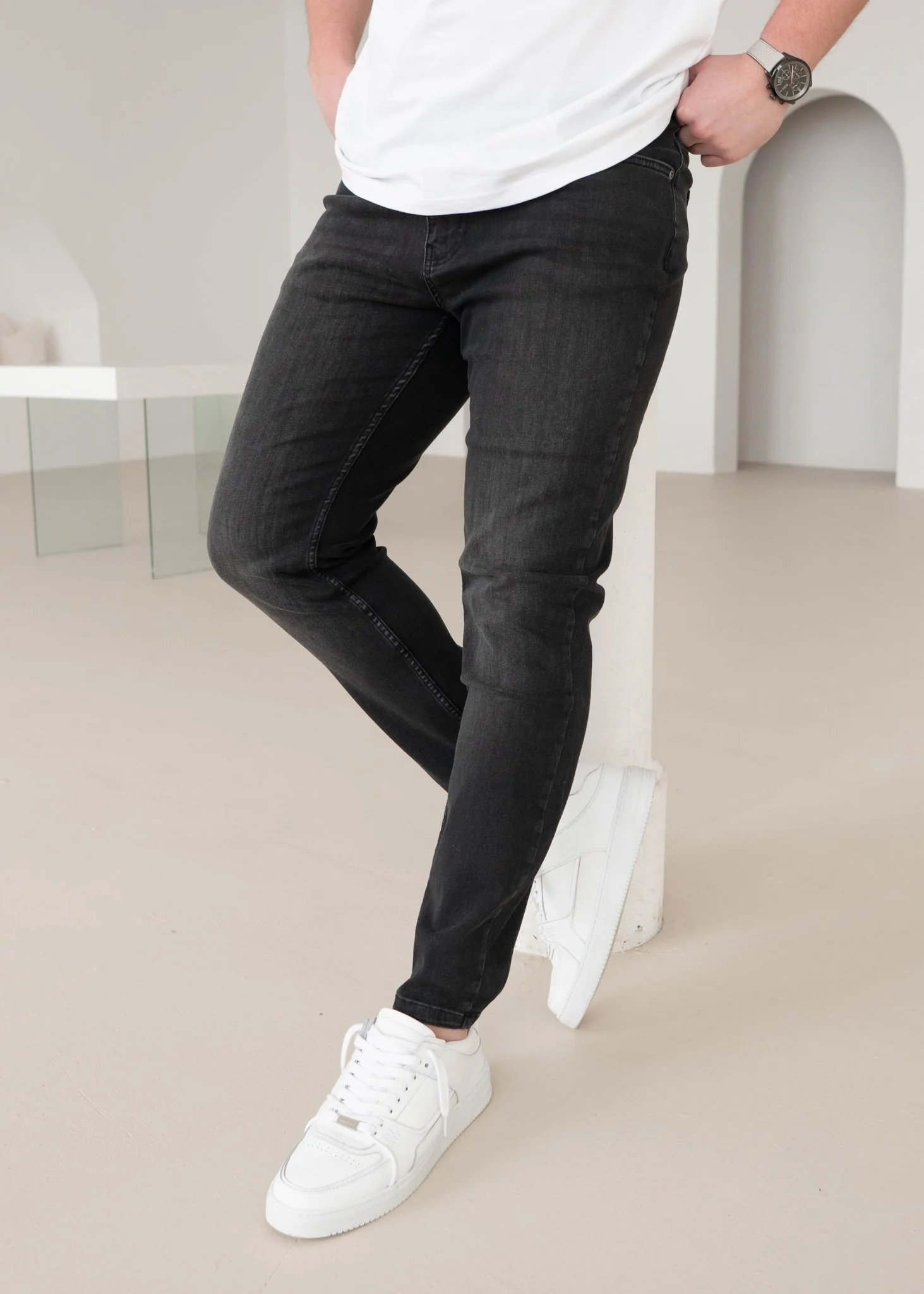 Slim Comfort Jeans In Charcoal - Image 8