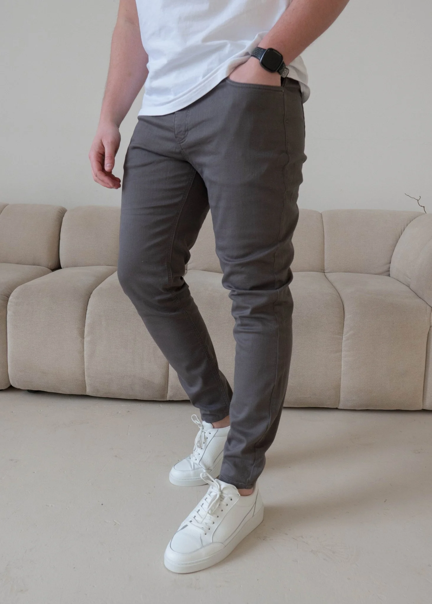 Slim Comfort Jeans In Dark Grey - Image 3