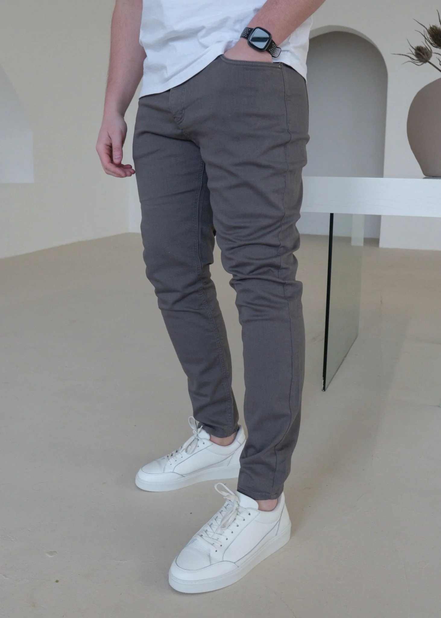 Slim Comfort Jeans In Dark Grey - Image 4