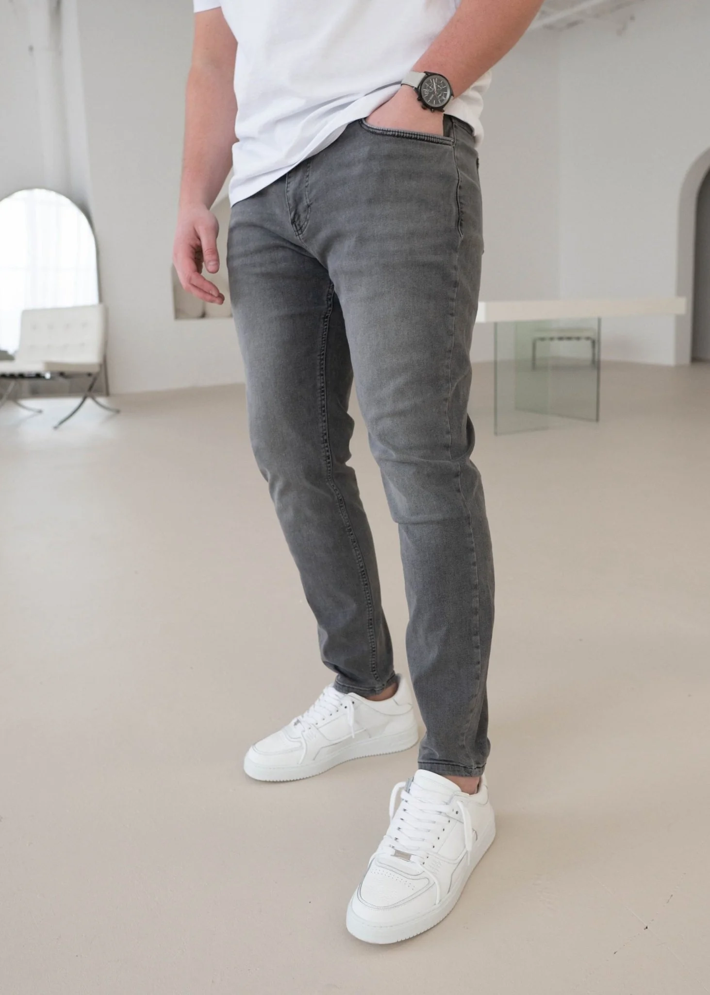 Slim Comfort Jeans In Mid Grey - Image 5