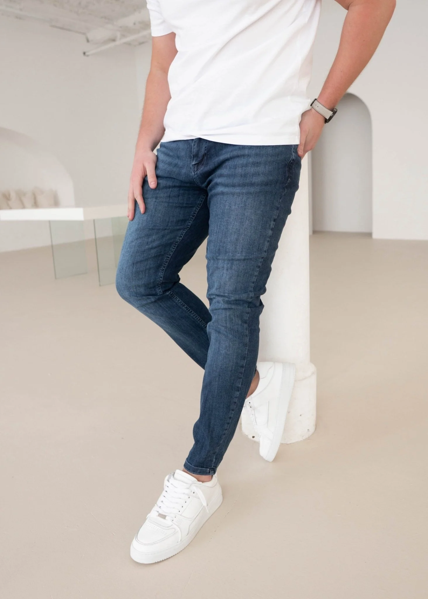 Slim Comfort Jeans In Mid Blue - Image 4