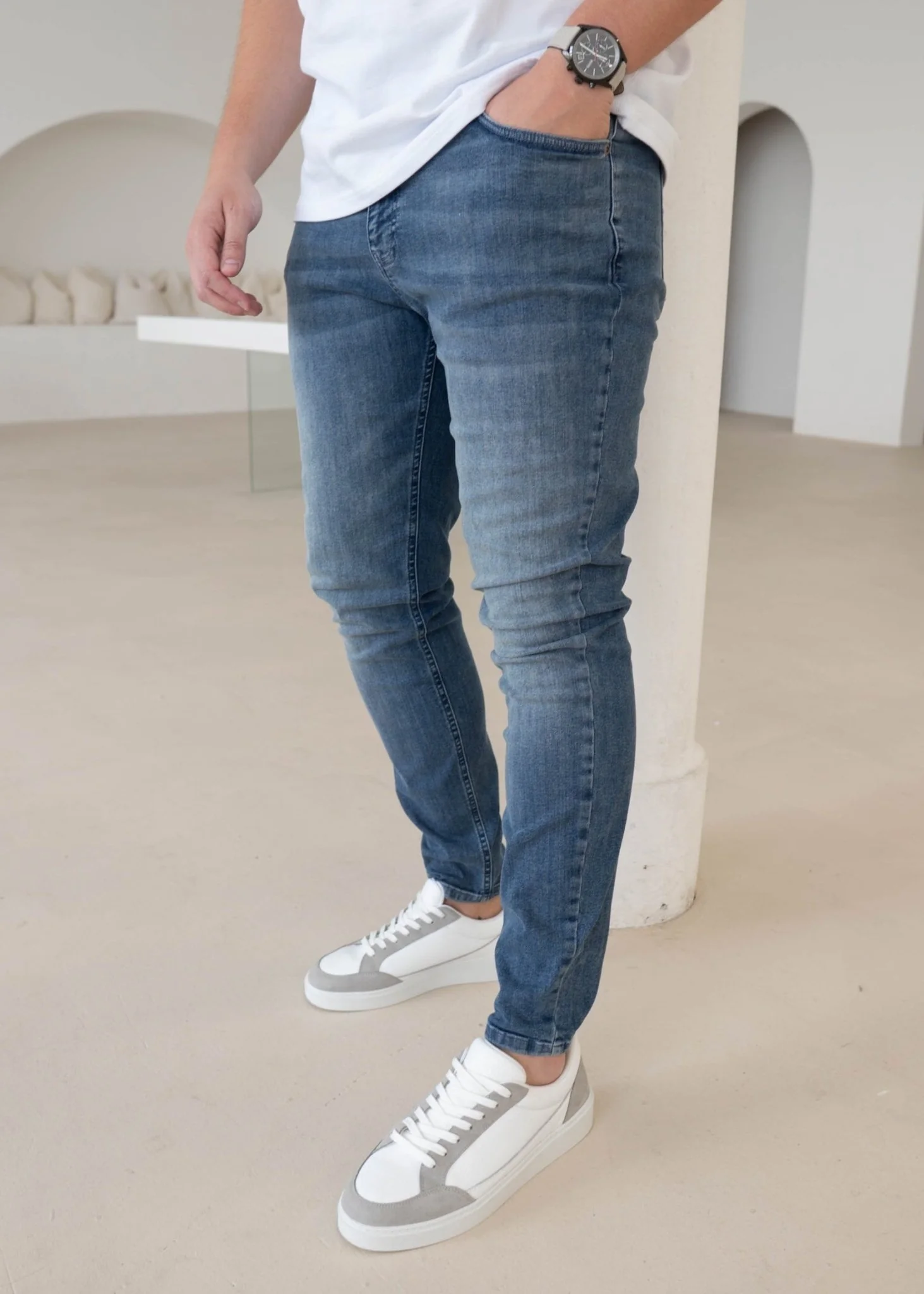Slim Comfort Jeans In Stone Light Blue - Image 2
