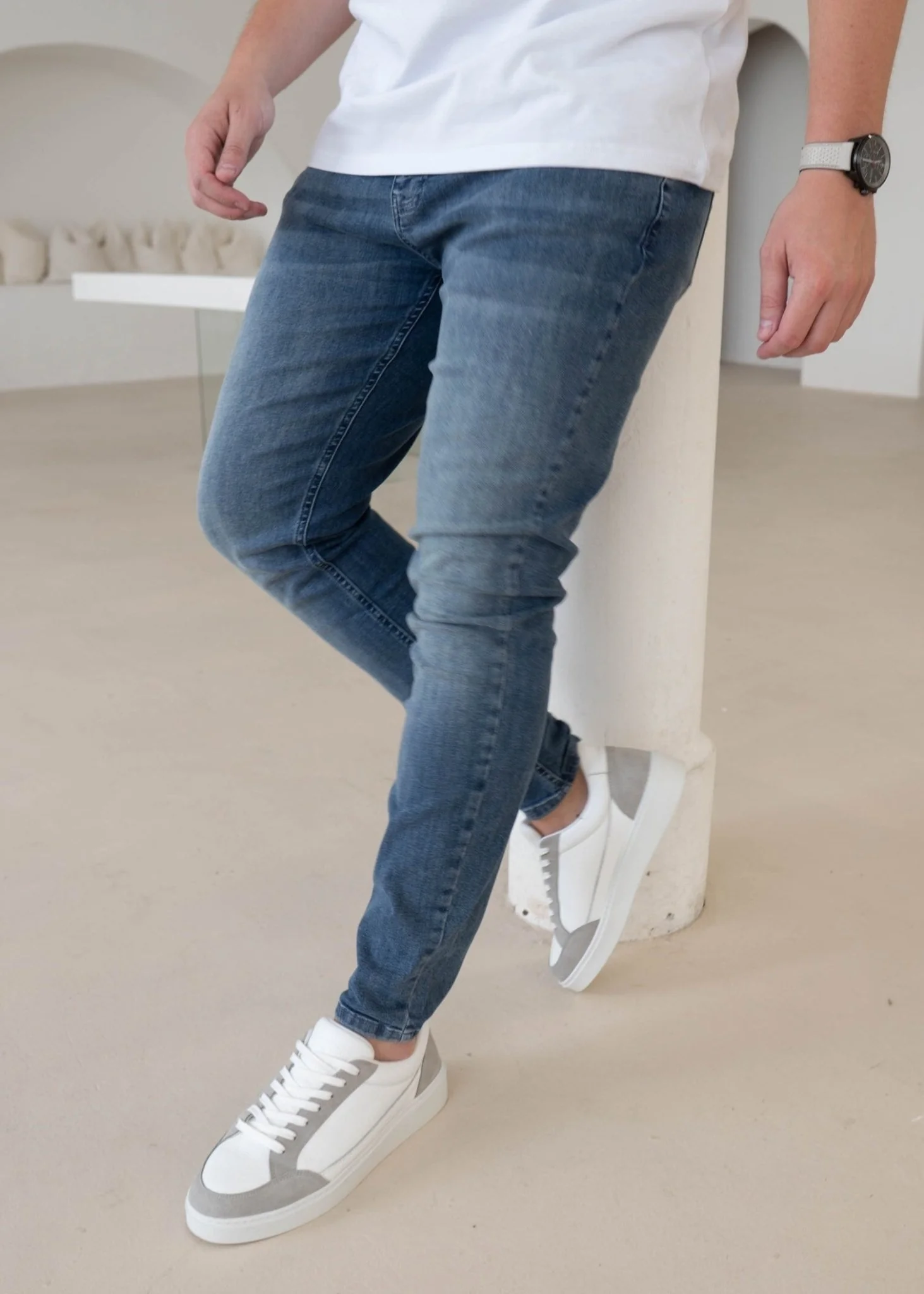 Slim Comfort Jeans In Stone Light Blue - Image 4