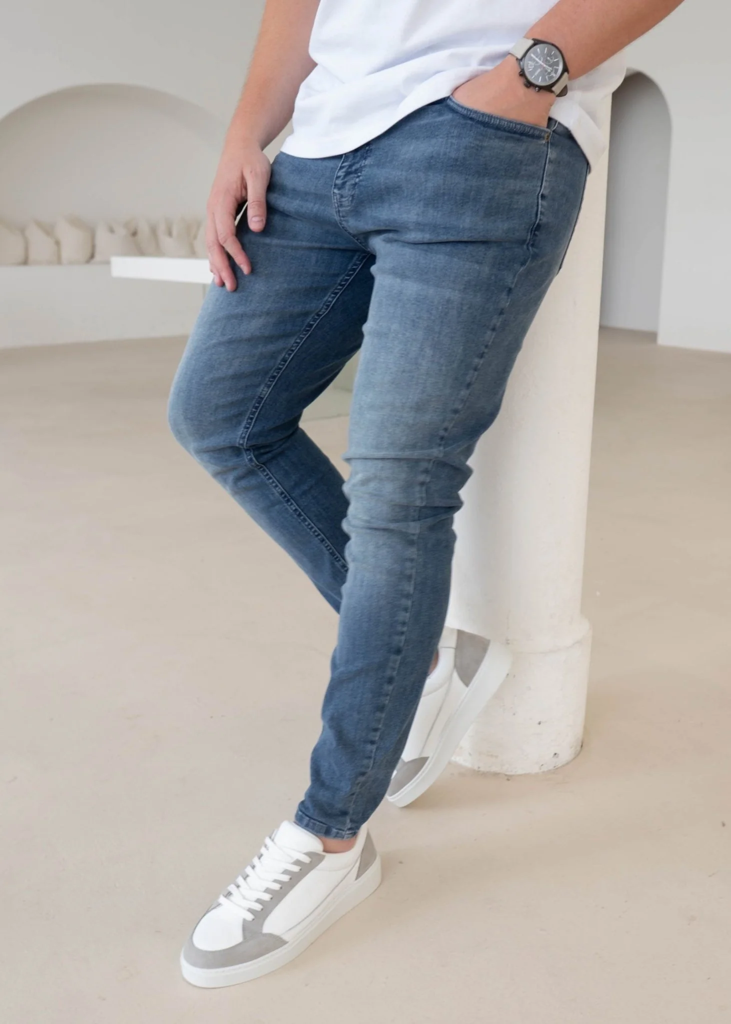 Slim Comfort Jeans In Stone Light Blue - Image 6