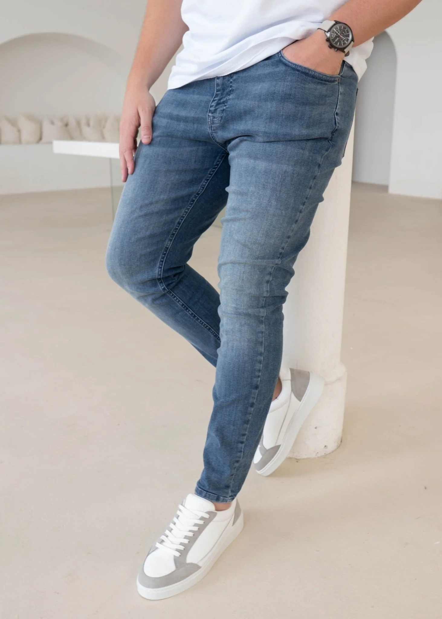 Slim Comfort Jeans In Stone Light Blue - Image 9