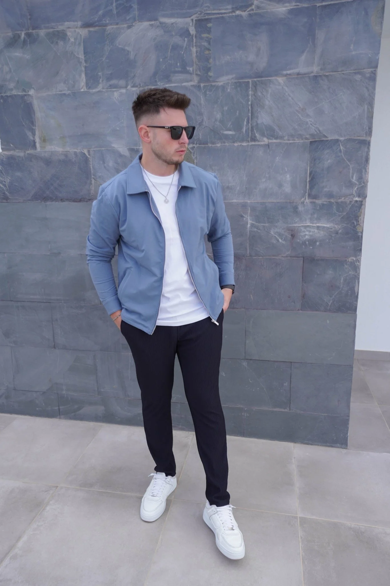 Smart Stretch Jacket In Slate Blue - Image 3