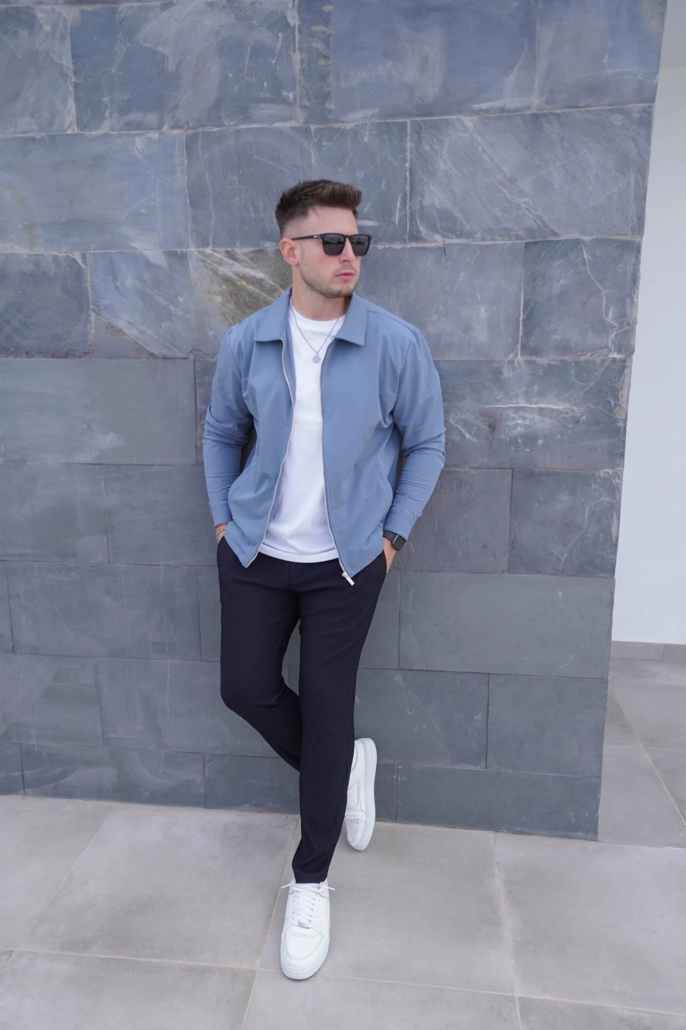 Smart Stretch Jacket In Slate Blue - Image 4