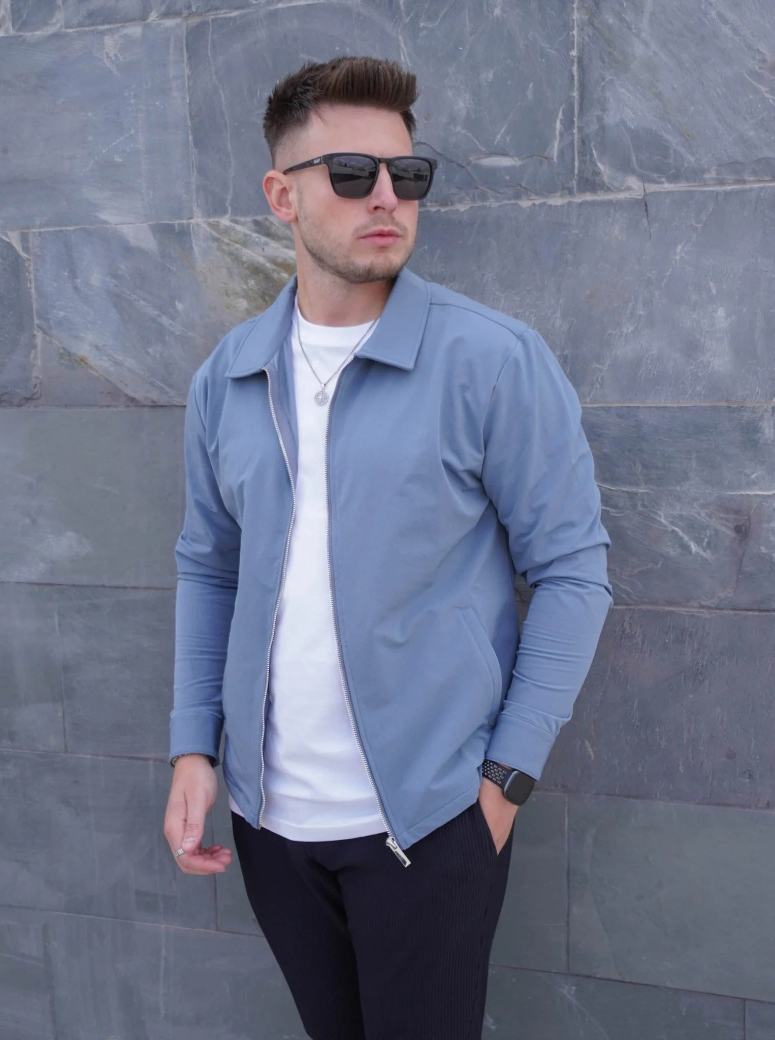 Smart Stretch Jacket In Slate Blue - Image 5