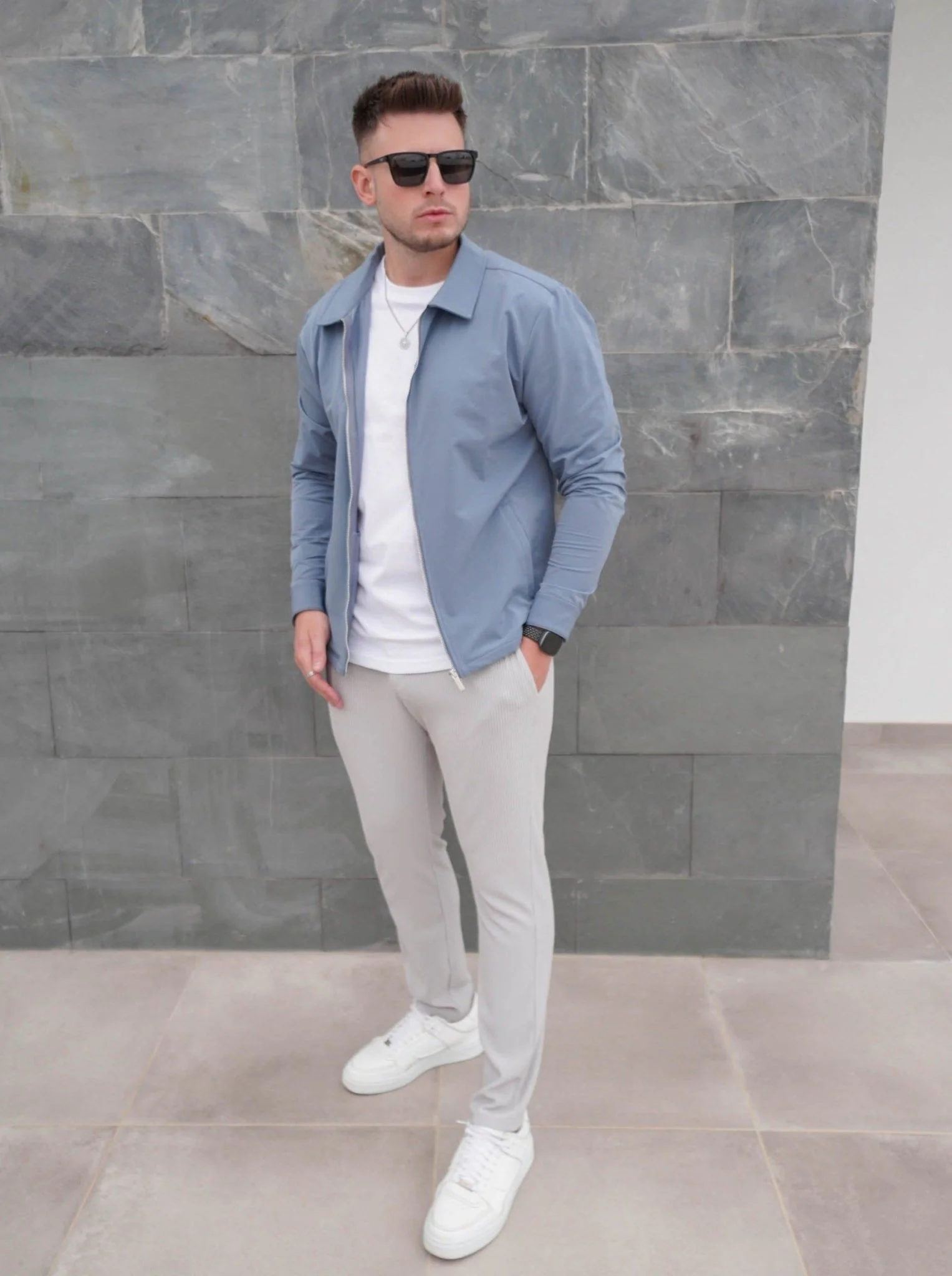 Smart Stretch Jacket In Slate Blue - Image 9