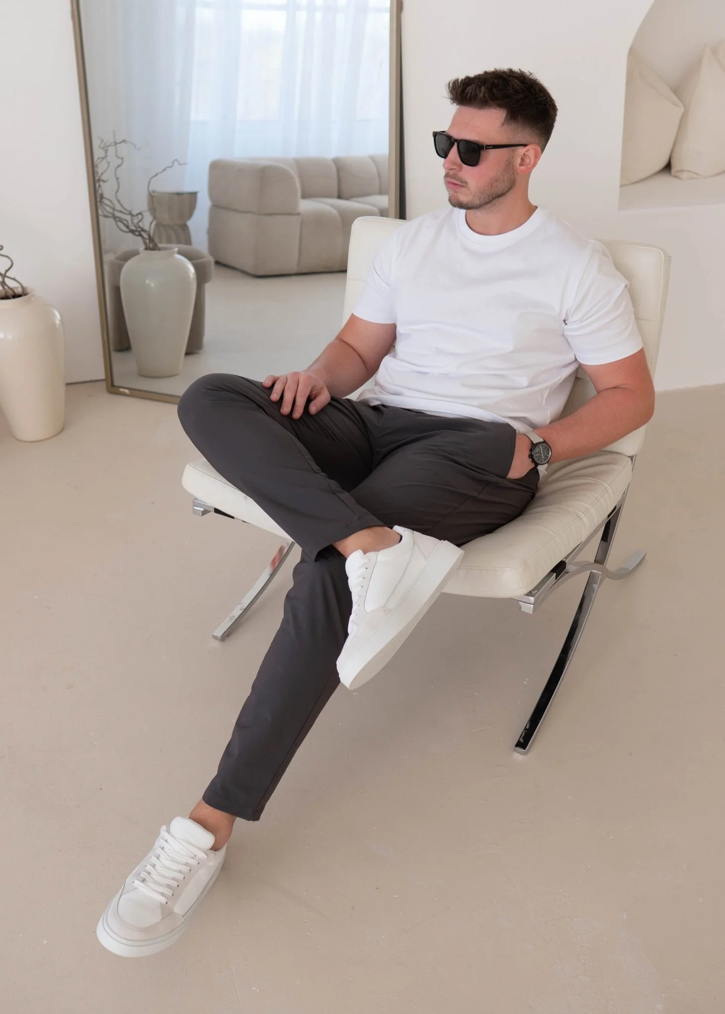Smart Stretch Trouser In Charcoal - Image 11