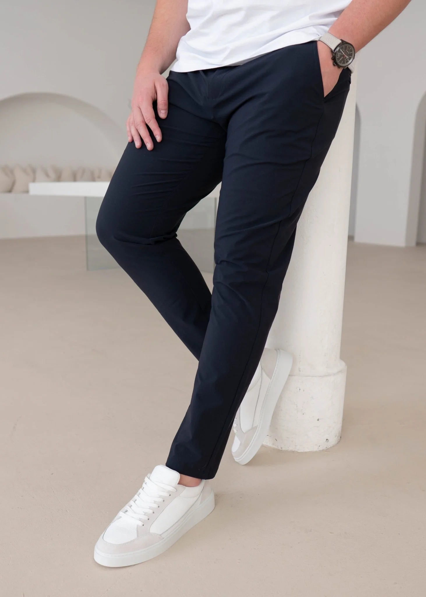 Smart Stretch Trouser In Navy Blue - Image 3