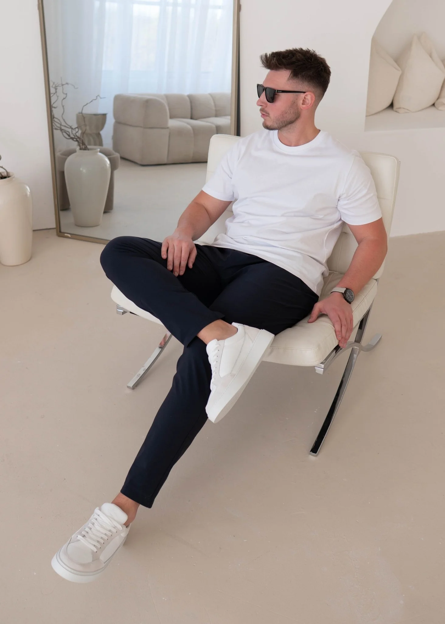 Smart Stretch Trouser In Navy Blue - Image 9