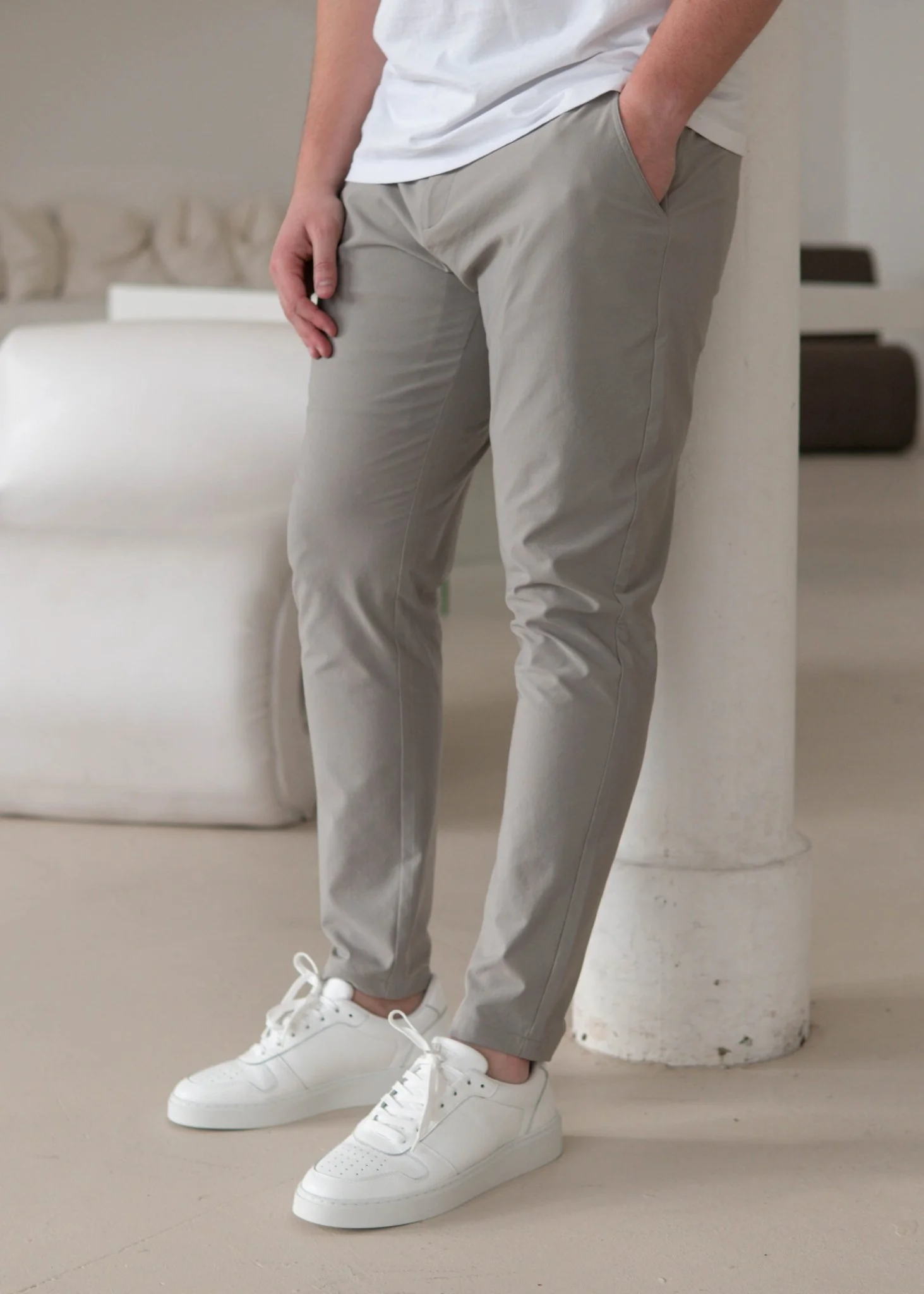 Smart Stretch Trouser In Stone - Image 9
