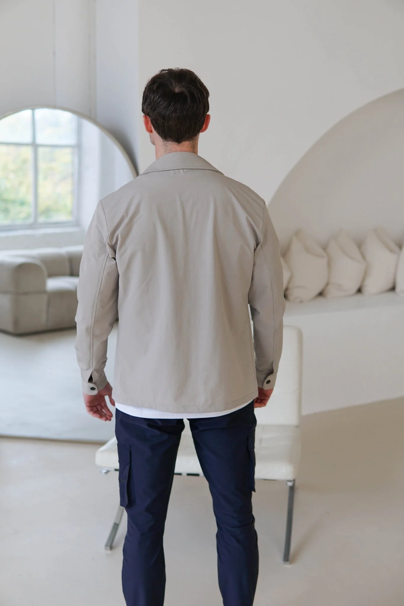 Tech Stretch Cargo Jacket In Stone - Image 13