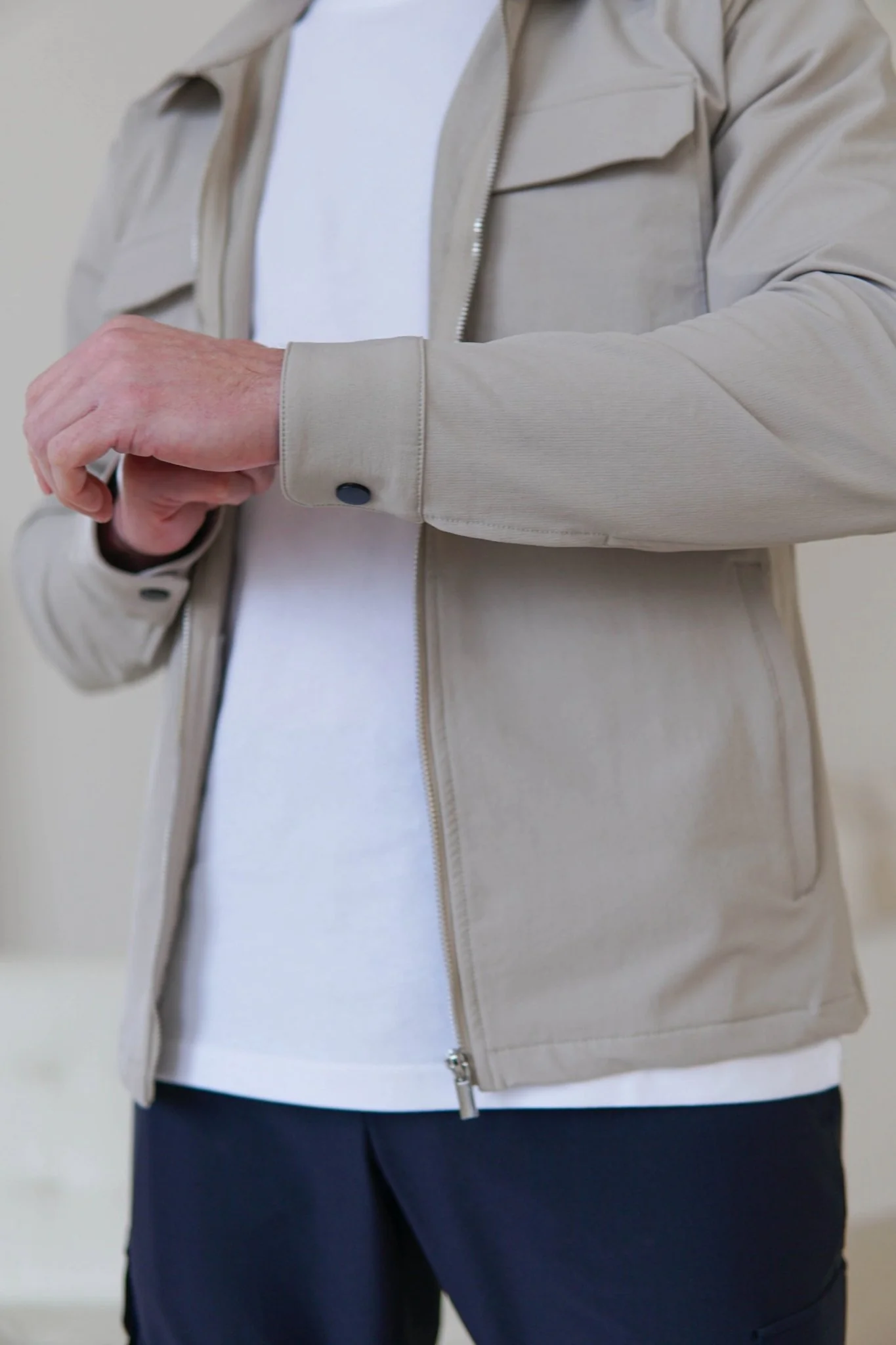 Tech Stretch Cargo Jacket In Stone - Image 14