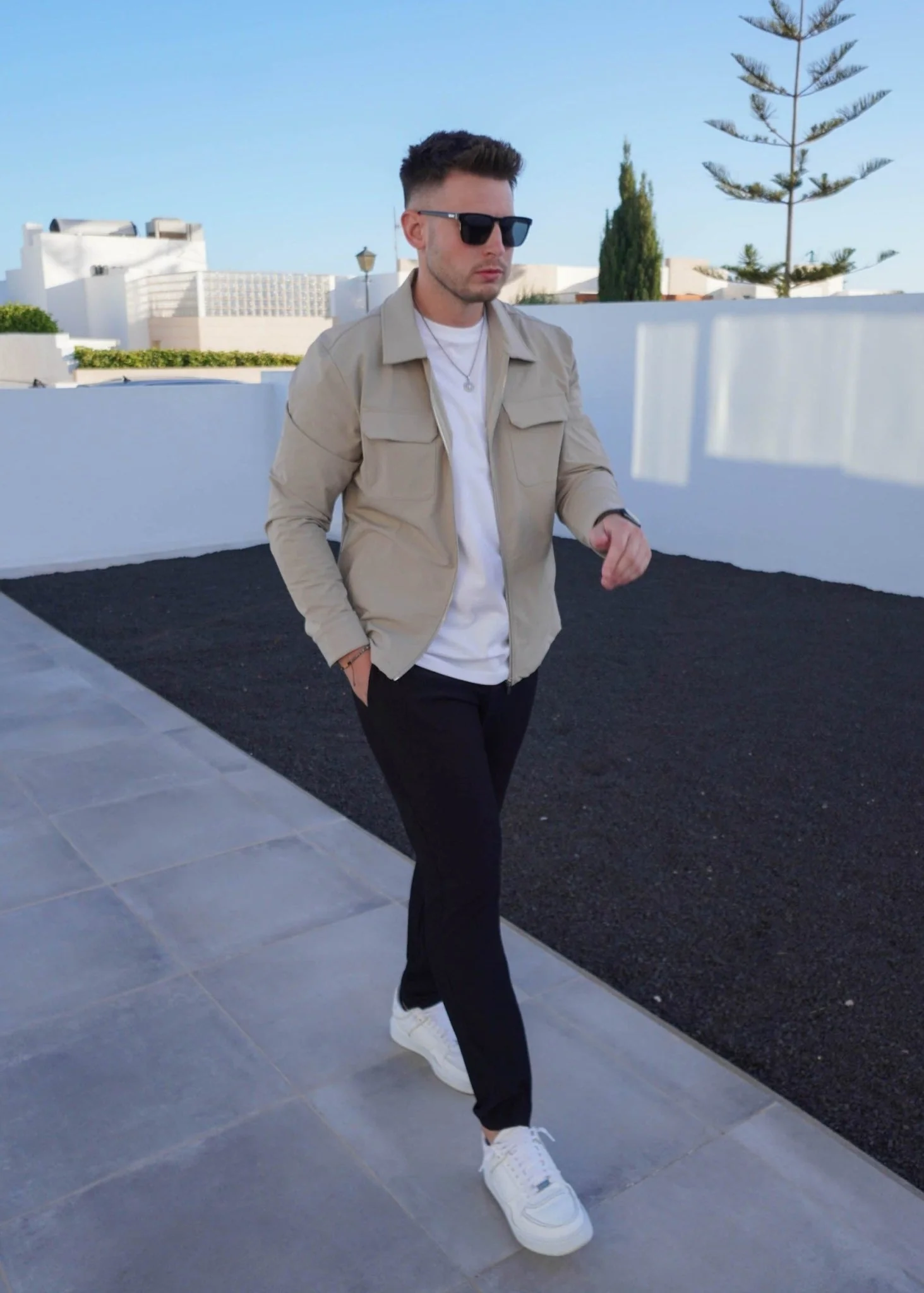 Tech Stretch Cargo Jacket In Stone - Image 2