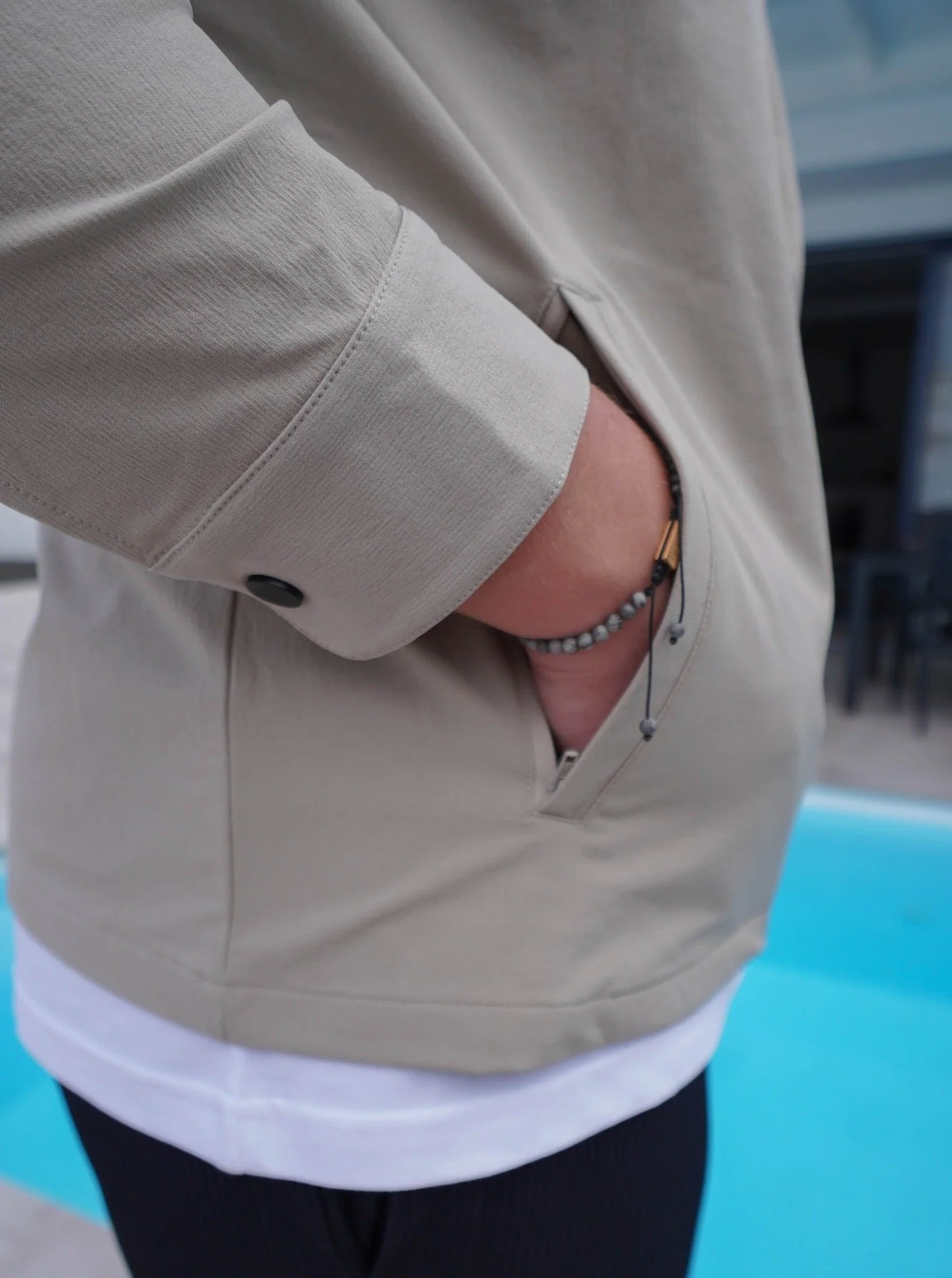 Tech Stretch Cargo Jacket In Stone - Image 7