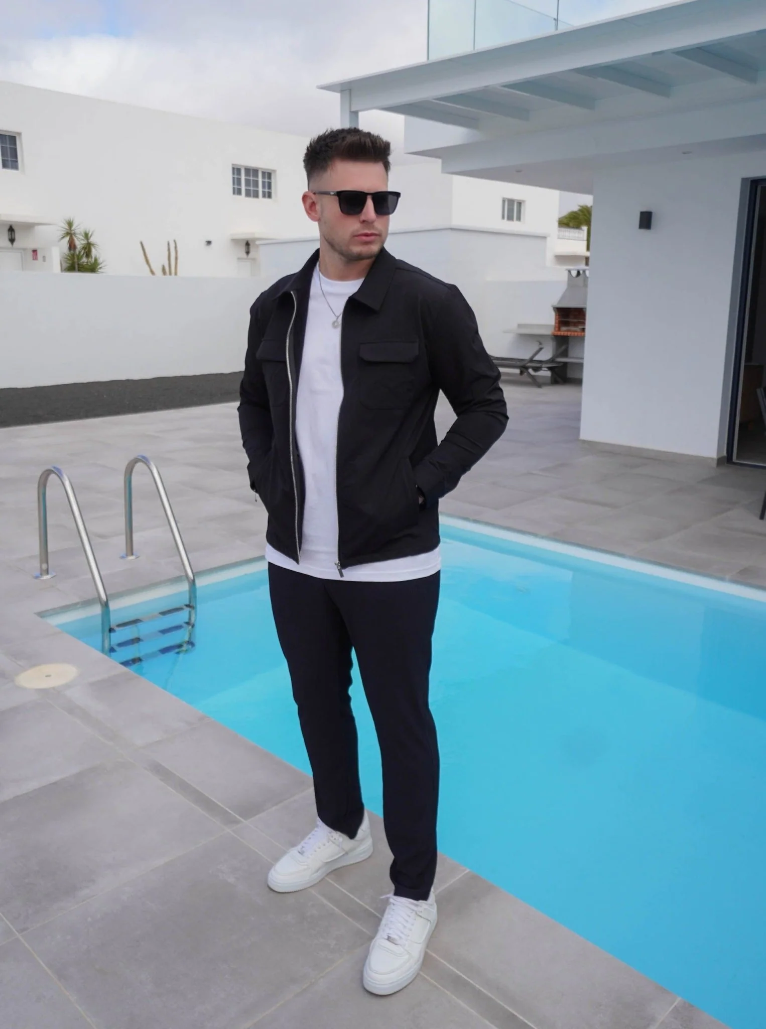 Tech Stretch Cargo Jacket In Black - Image 2