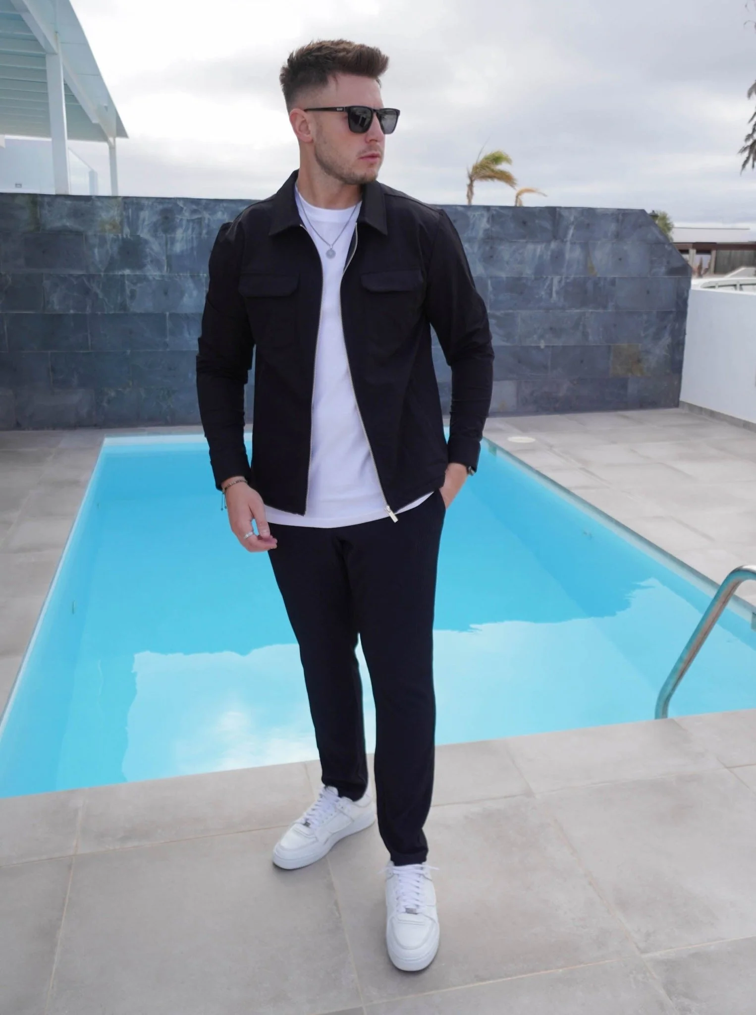 Tech Stretch Cargo Jacket In Black - Image 5