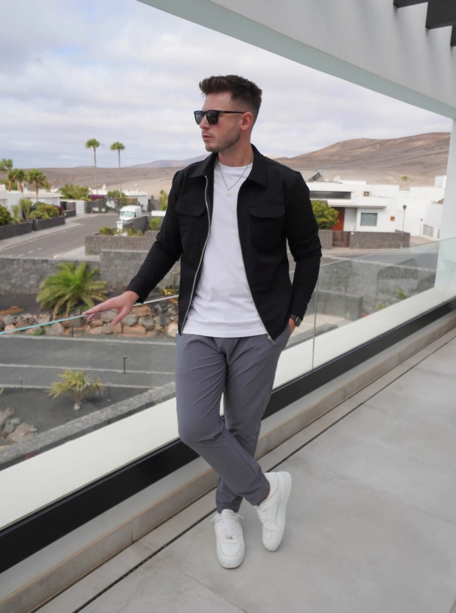 Tech Stretch Cargo Jacket In Black - Image 6