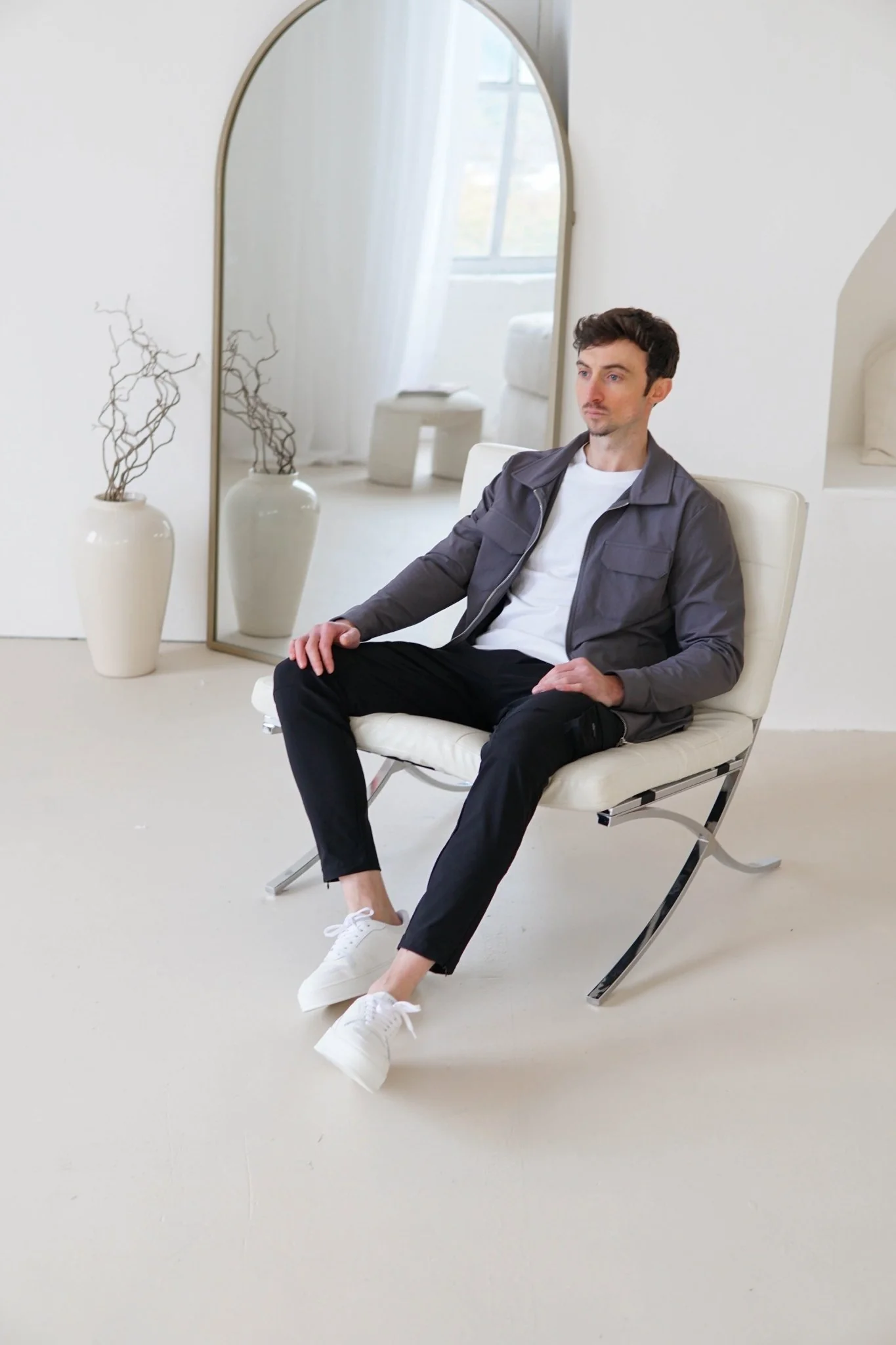 Tech Stretch Cargo Jacket In Charcoal - Image 5