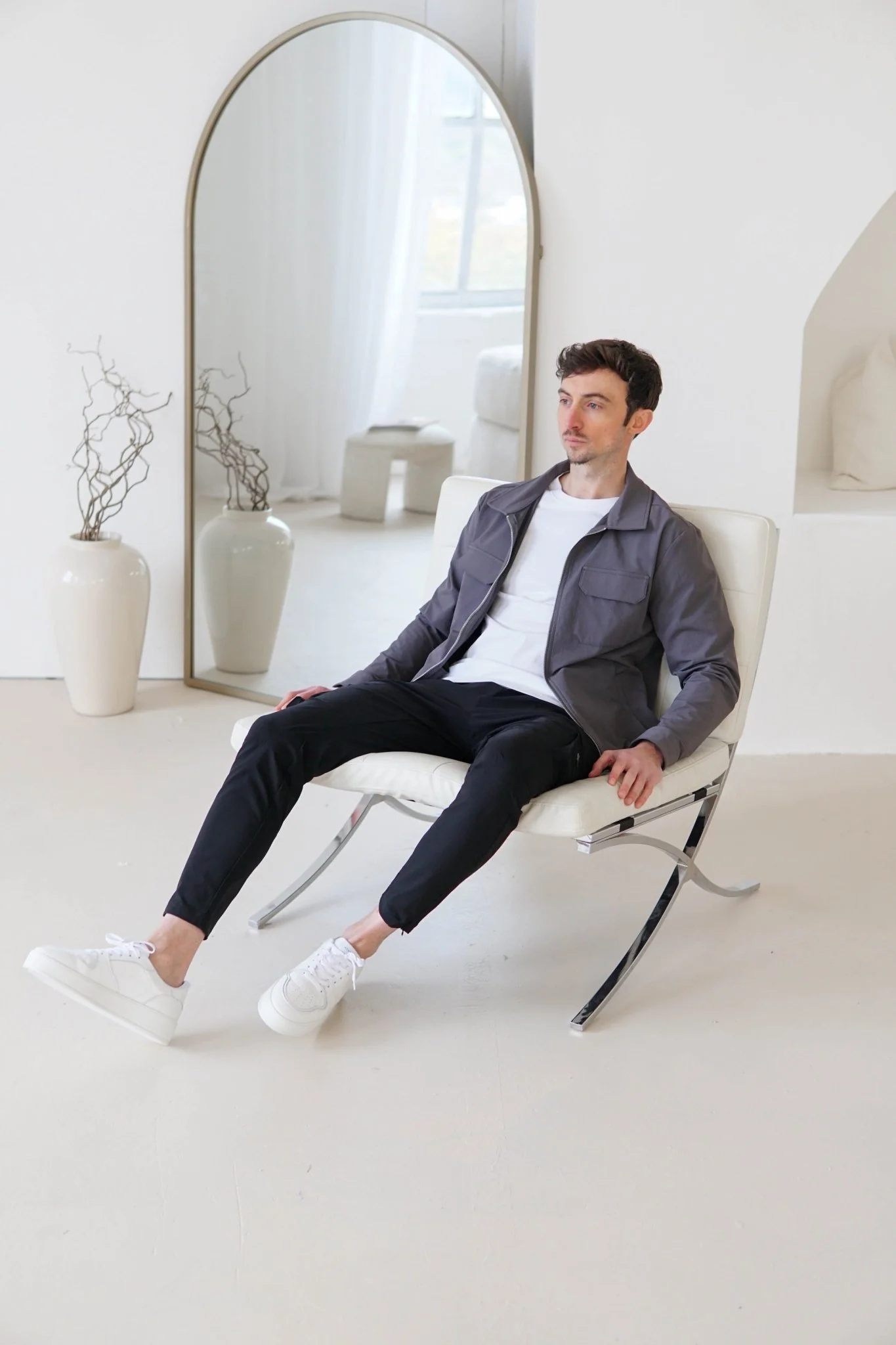 Tech Stretch Cargo Jacket In Charcoal - Image 6